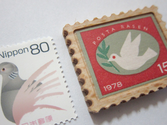 木製　切手型マグネット